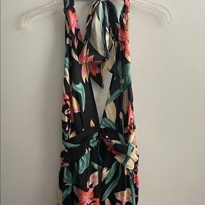 Floral Maxi Halter Dress Plus Size XL